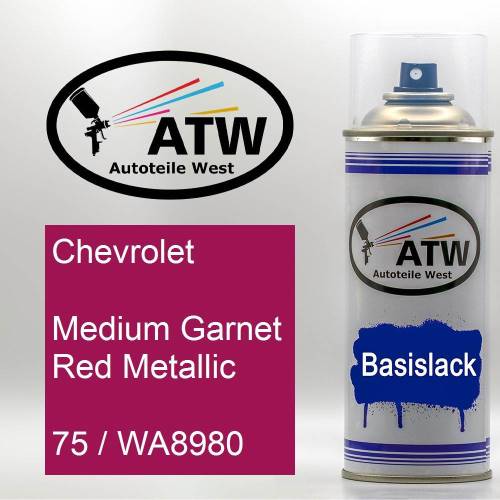 Chevrolet, Medium Garnet Red Metallic, 75 / WA8980: 400ml Sprühdose, von ATW Autoteile West.